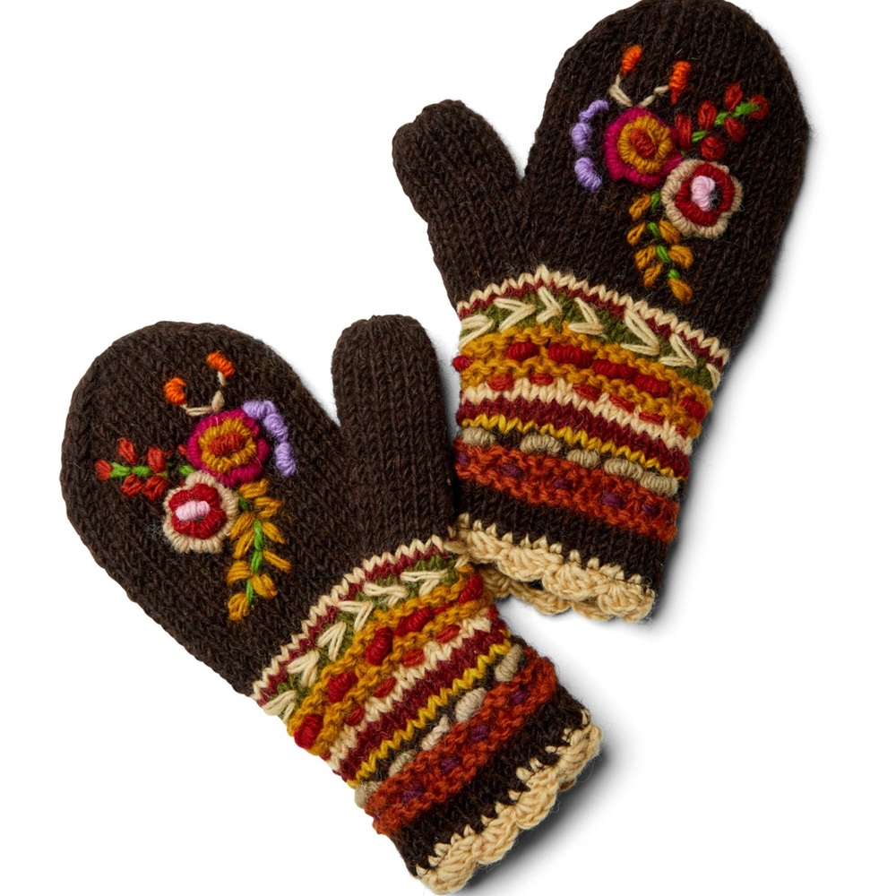 Trimdin Hand Knit Womens Mittens Harvest ColorWay